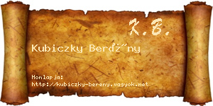 Kubiczky Berény névjegykártya